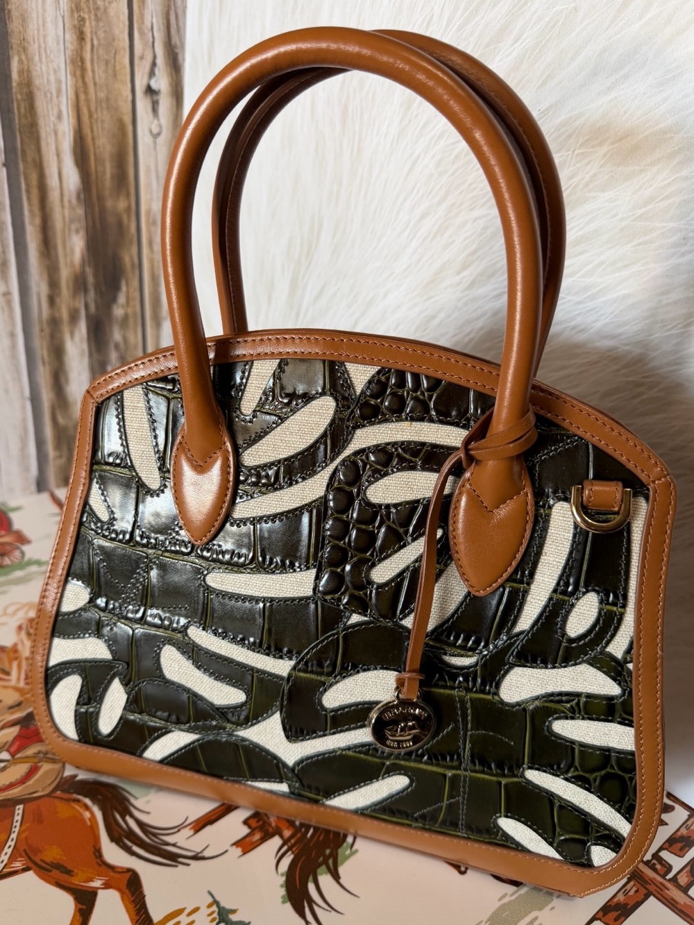 FIRM Brahmin Rosetta Cacti Green Abrigado Leather NWT $445 - Picture 5 of 16